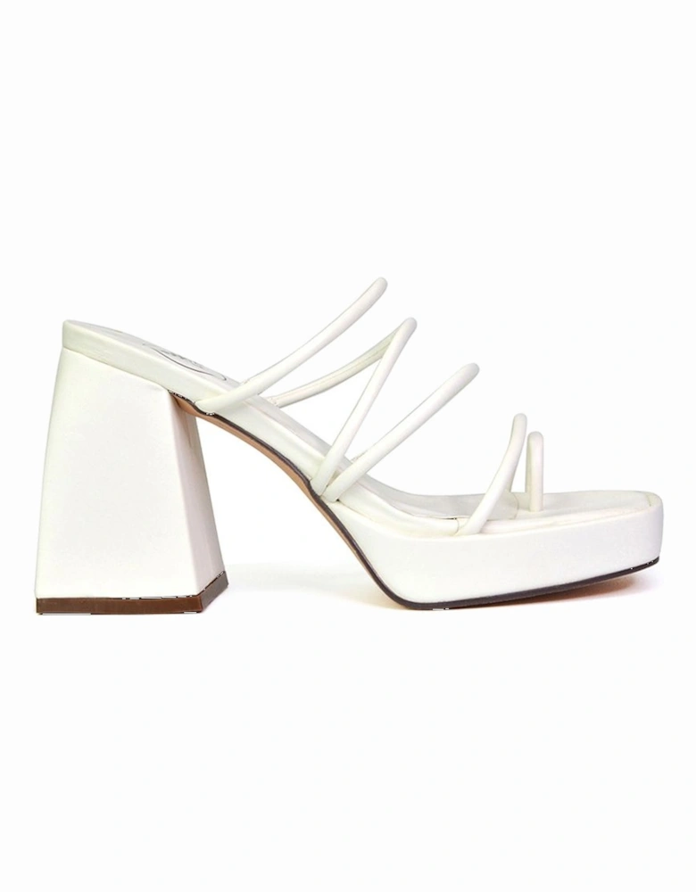 'Colt' Strappy Square Toe High Block Heel Platform Mule Sandals