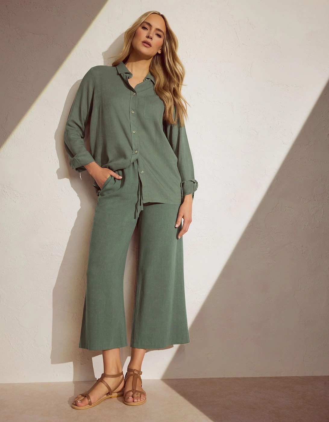 Tall Linen Cropped Wide Leg Trousers, 2 of 1