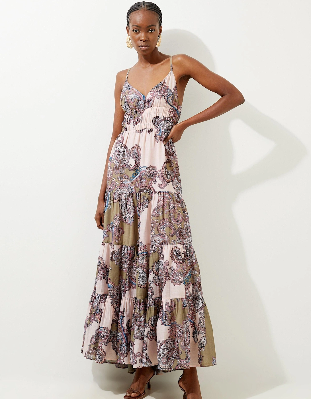 Petite Printed Paisley Maxi Cotton Woven Sun Dress, 2 of 1