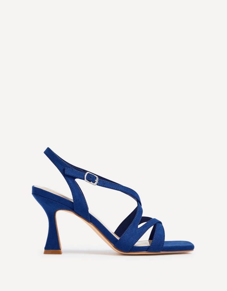 Liberty Cobalt Blue Faux Suede Square Toe Caged Heel