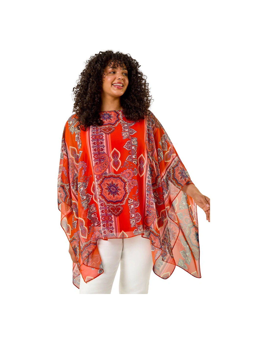 Curve Ikat Paisley Asymmetric Overlay Top, 2 of 1