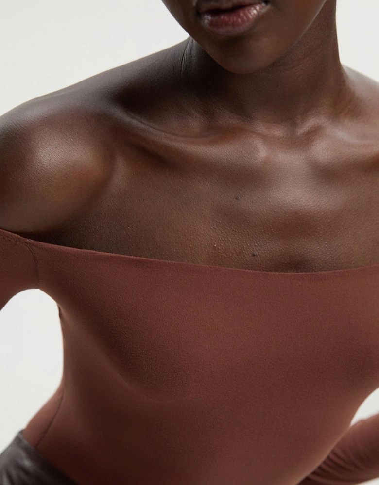 Cold Shoulder Long Sleeve Contour Jersey Bodysuit