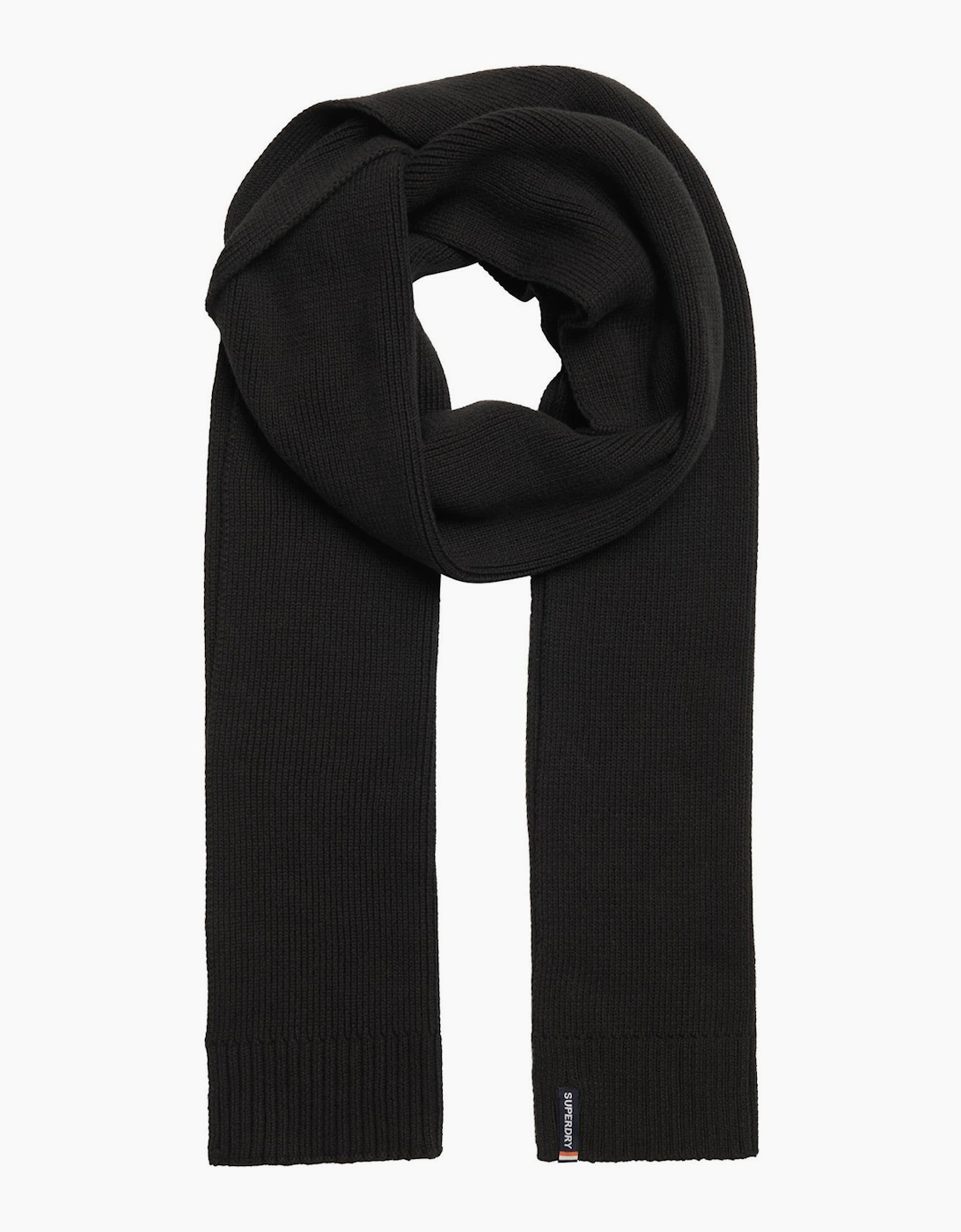 Superdry Unisex Black Womens Essential Logo Knitted Scarf - Size One Size