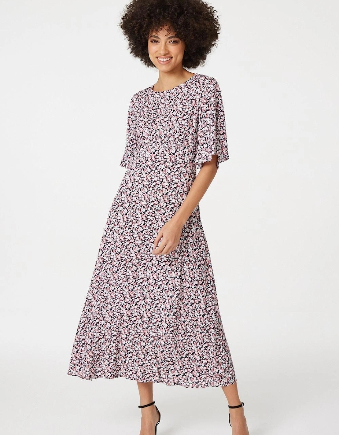 Floral Angel Sleeved Midi Dress, 2 of 1
