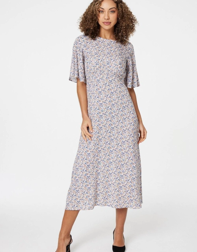 Floral Angel Sleeved Midi Dress