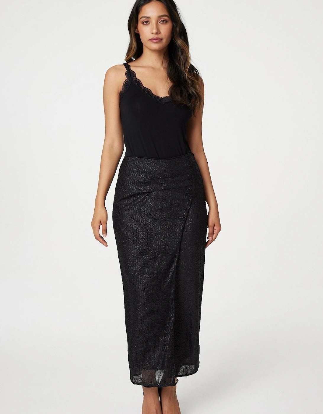Sequin High Waist Wrap Skirt, 2 of 1