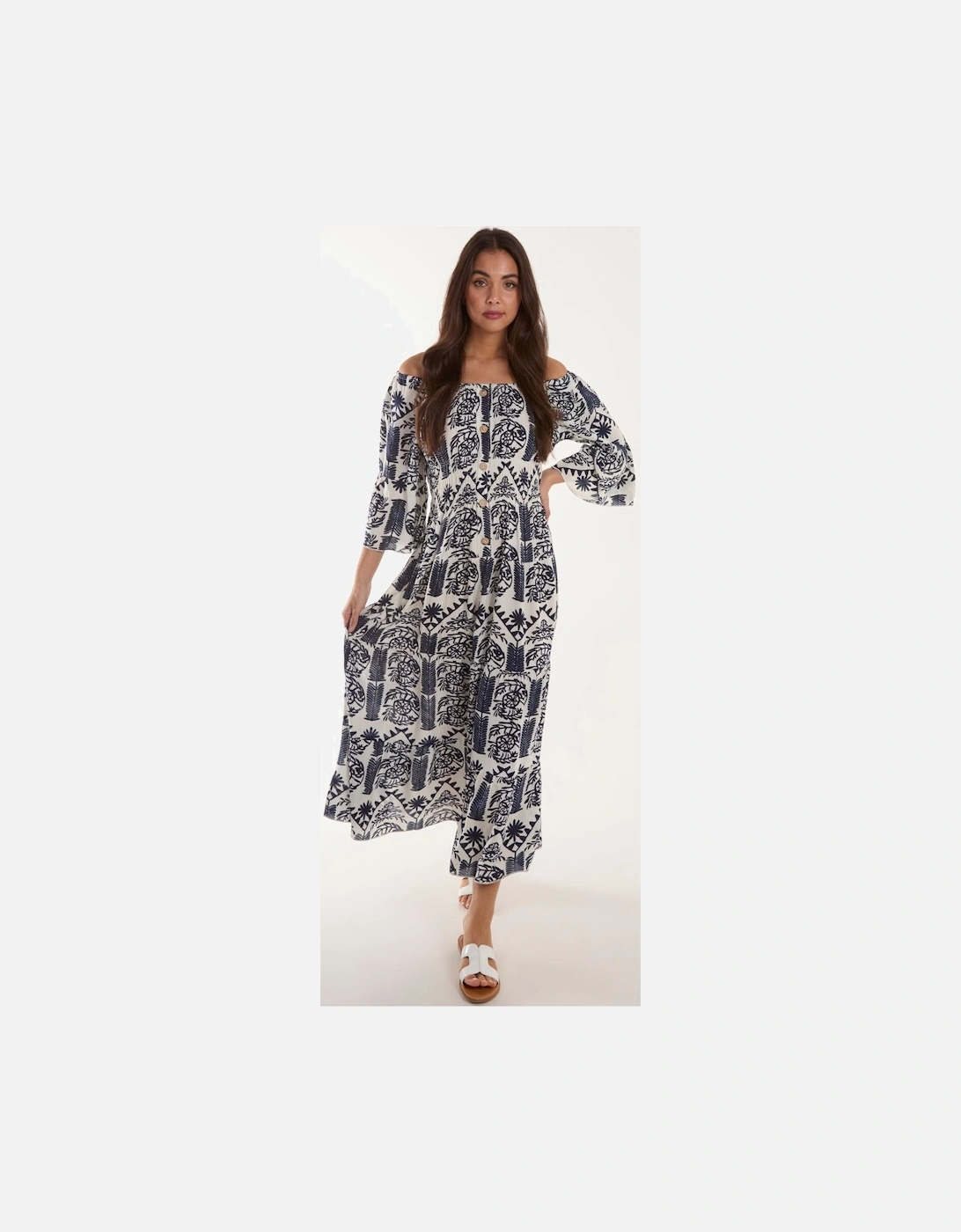 Printed Coconut Button Dress, 2 of 1