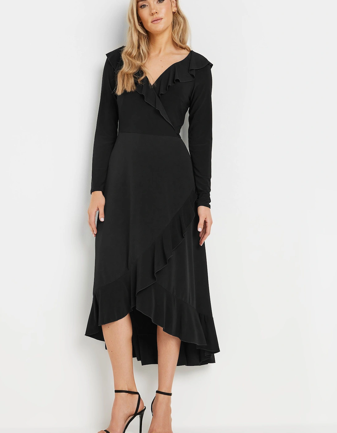 Tall Long Sleeve Wrap Frill Dress, 2 of 1