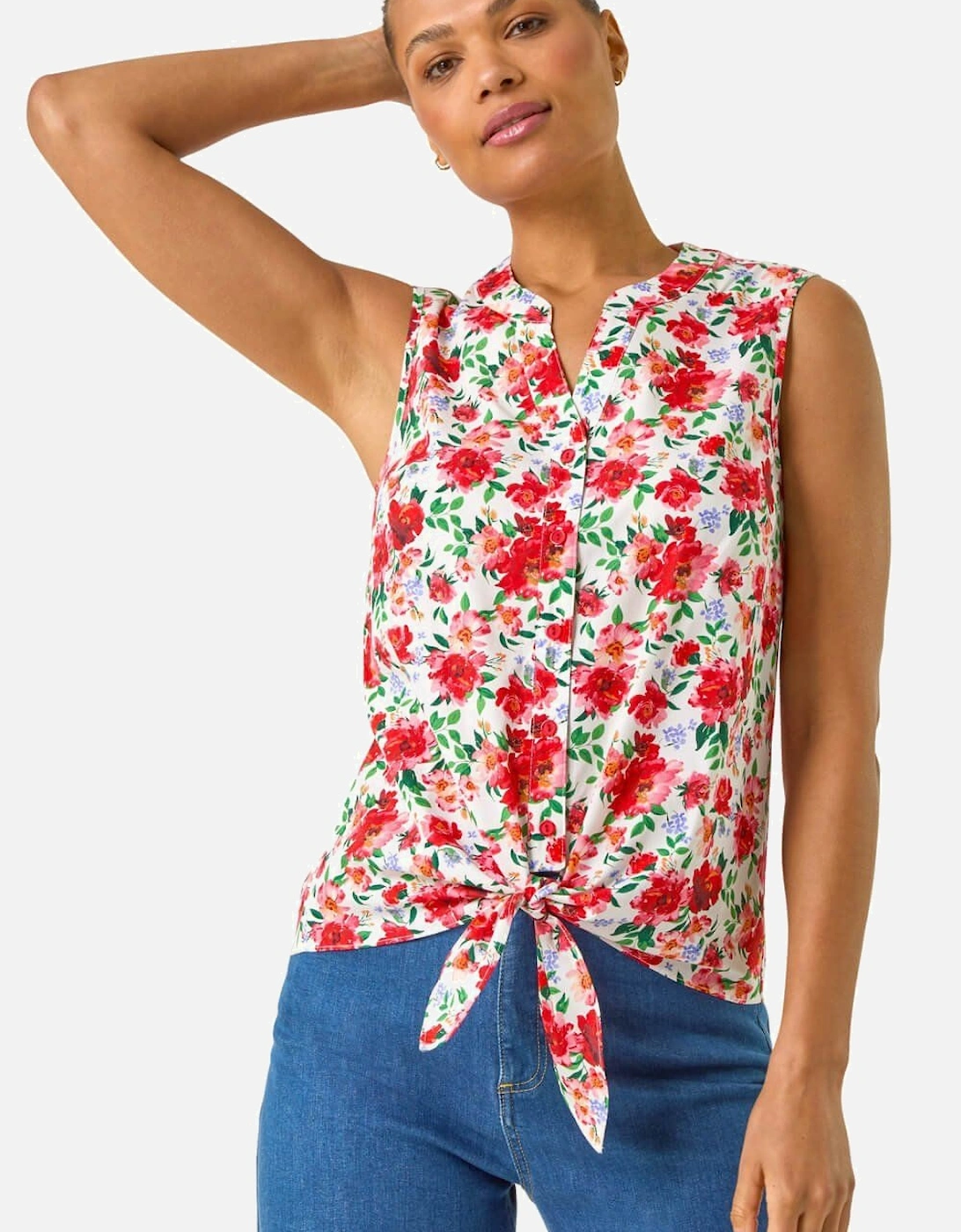 Floral Tie Front Blouse, 2 of 1