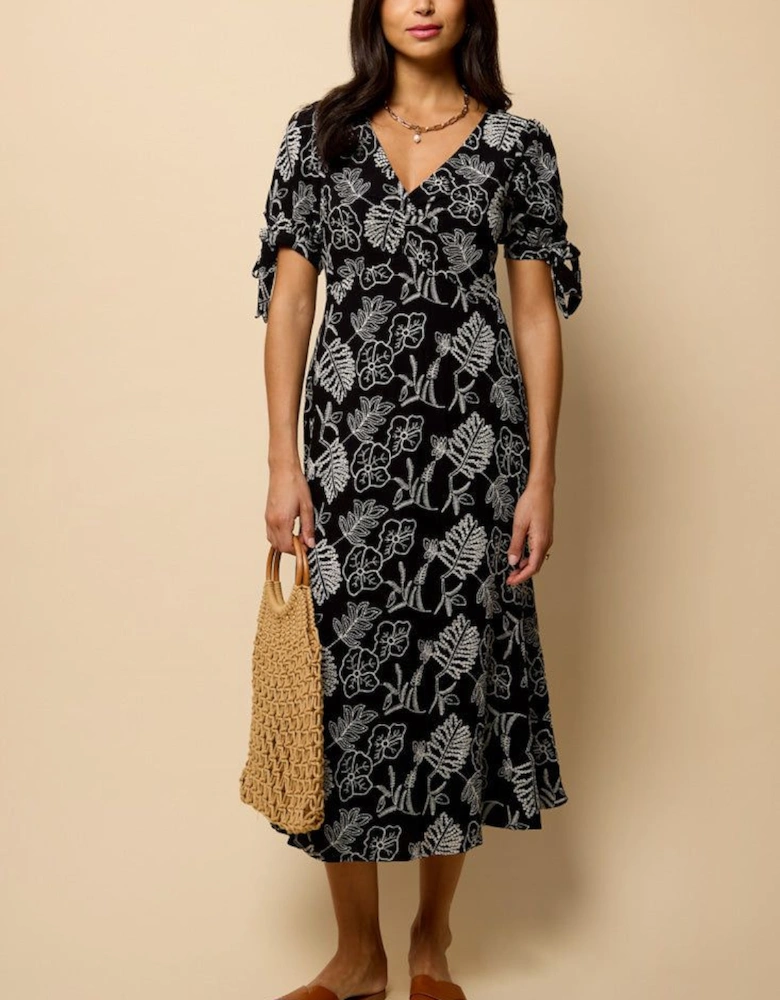 Black Embroidered Midaxi Dress