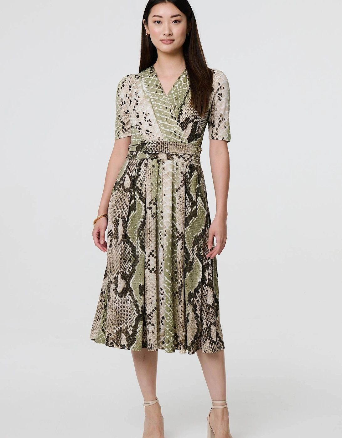 Snake Print 1/2 Sleeve Jersey Midi Dress, 2 of 1