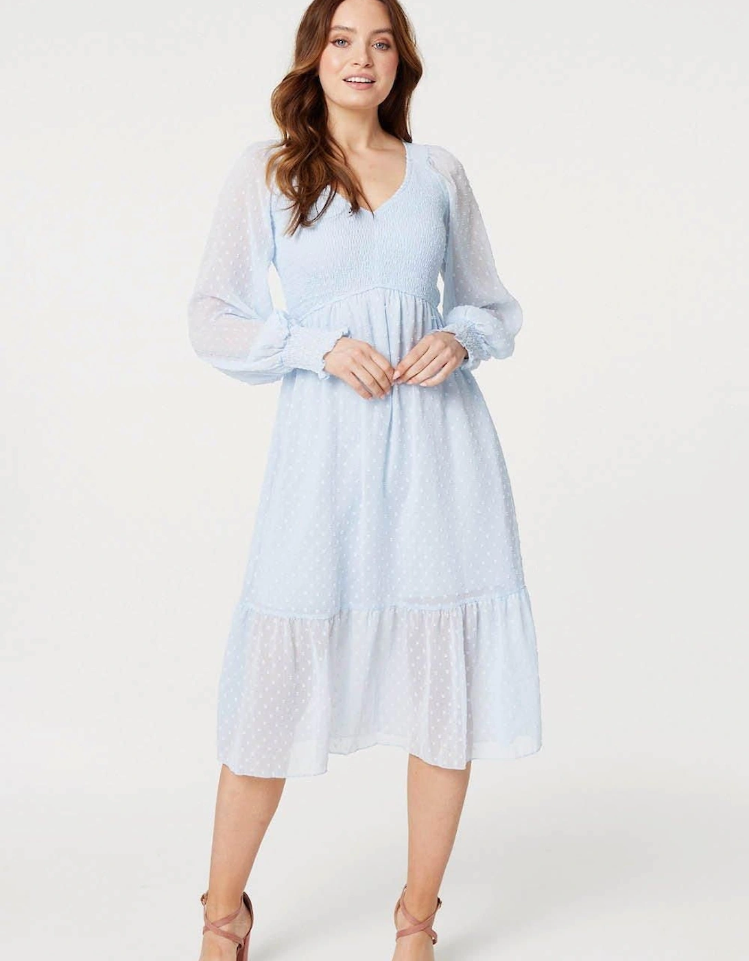 Embossed Polka Dot Smock Dress, 2 of 1