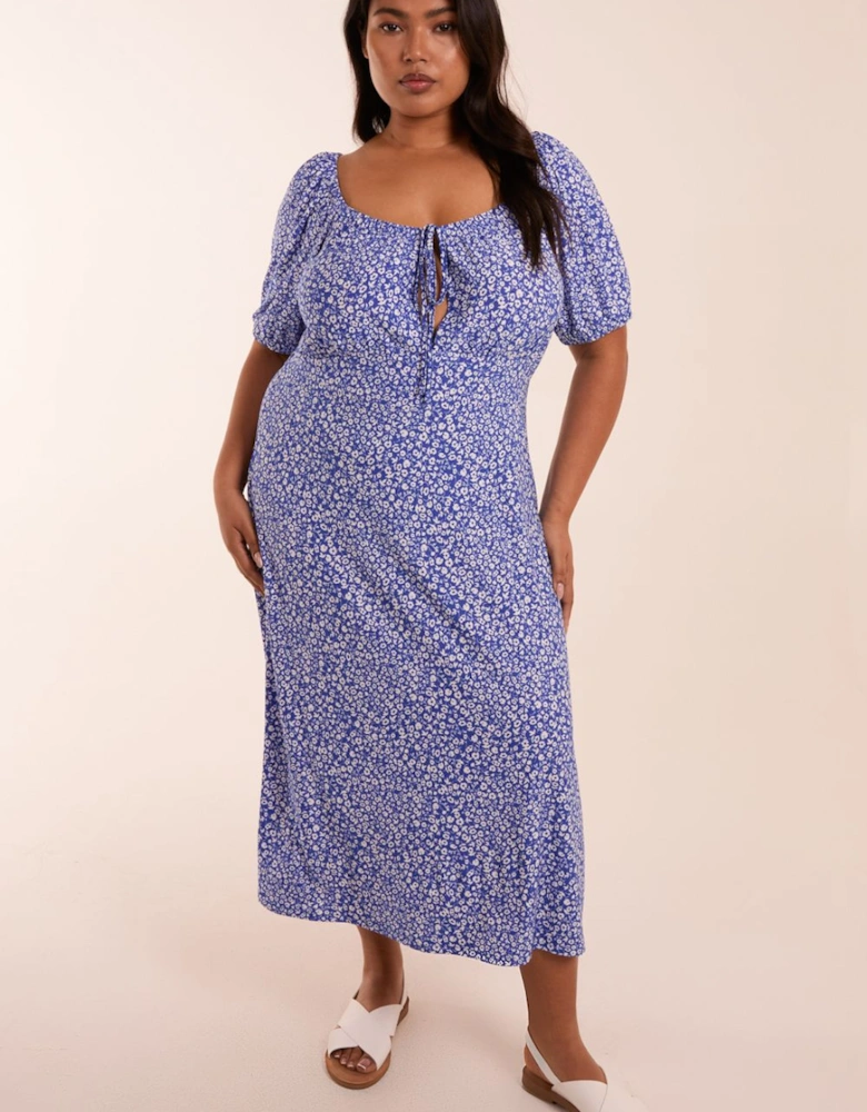 Curve Milkmaid Stretch Crepe Midi Dress