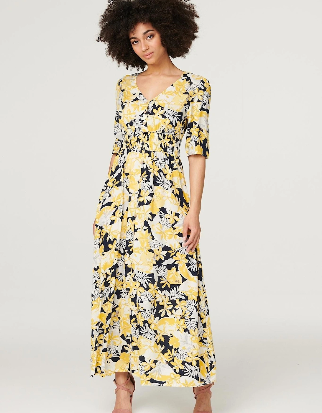 Tropical Print V-Neck Maxi Dress, 2 of 1