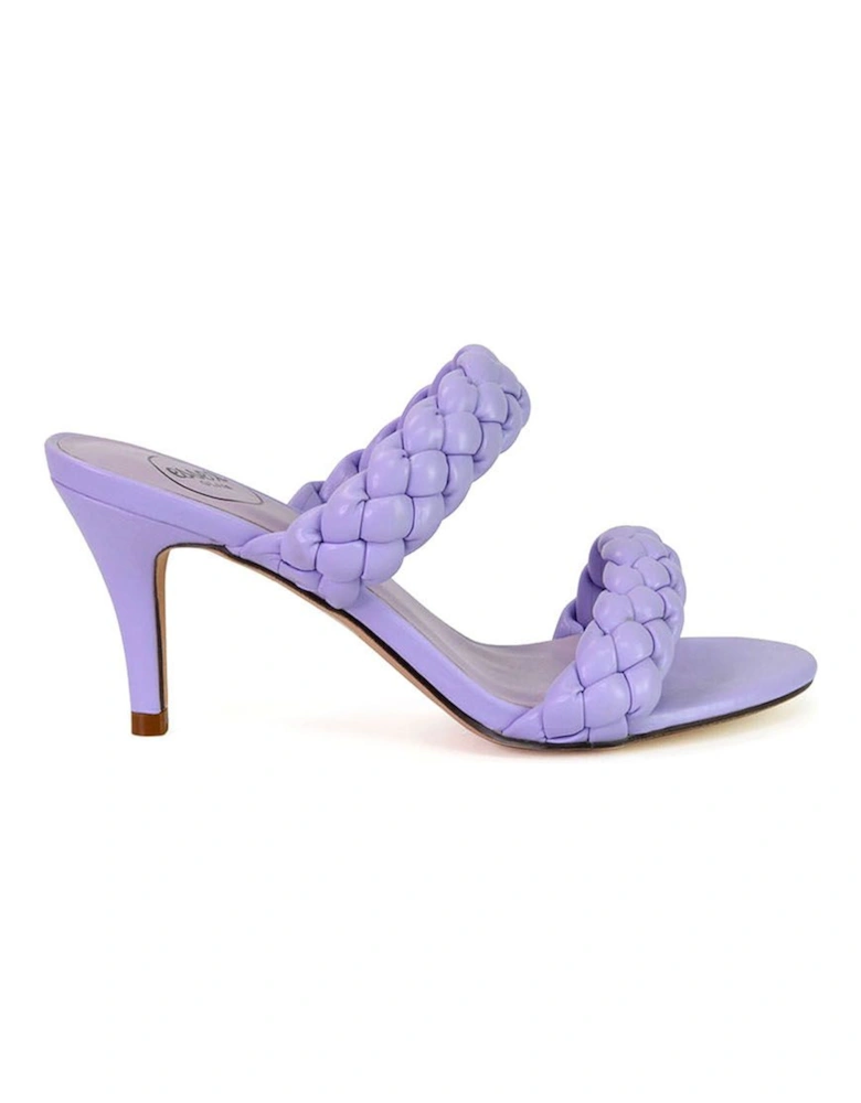 'Marsha' Square Toe Woven Strap Sandals Mid High Heel Mules