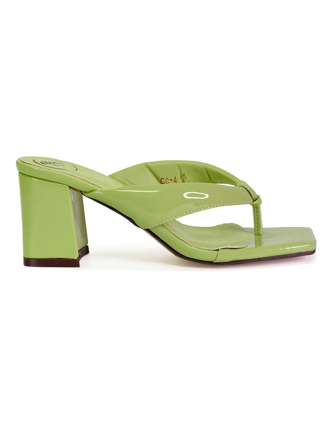 'Lylia' Square Toe Toe Post Block Heel Sandal Mules, 2 of 1
