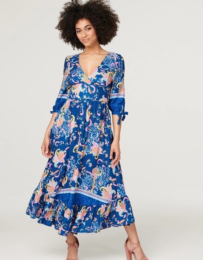 Floral Empire Tiered Midi Dress