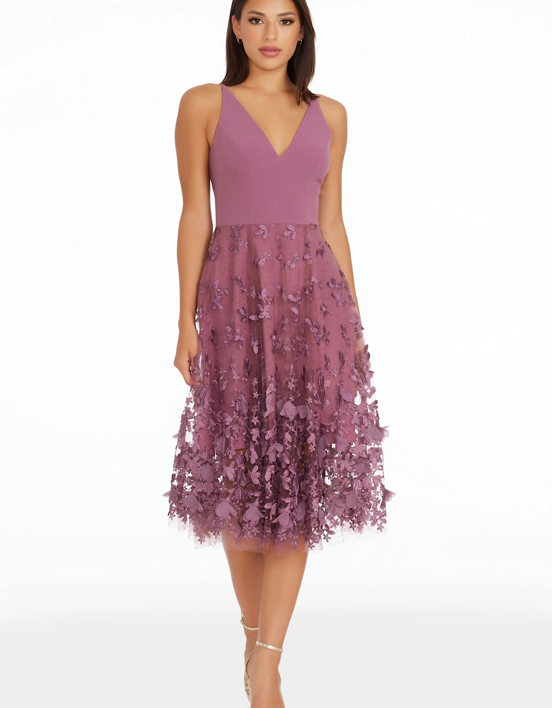 Darleen Plunging Neckline Dress Plain, 2 of 1