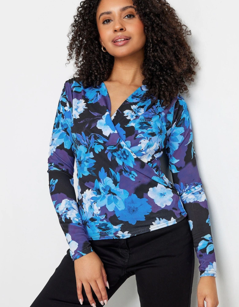 Petite Wrap Long Sleeve Top