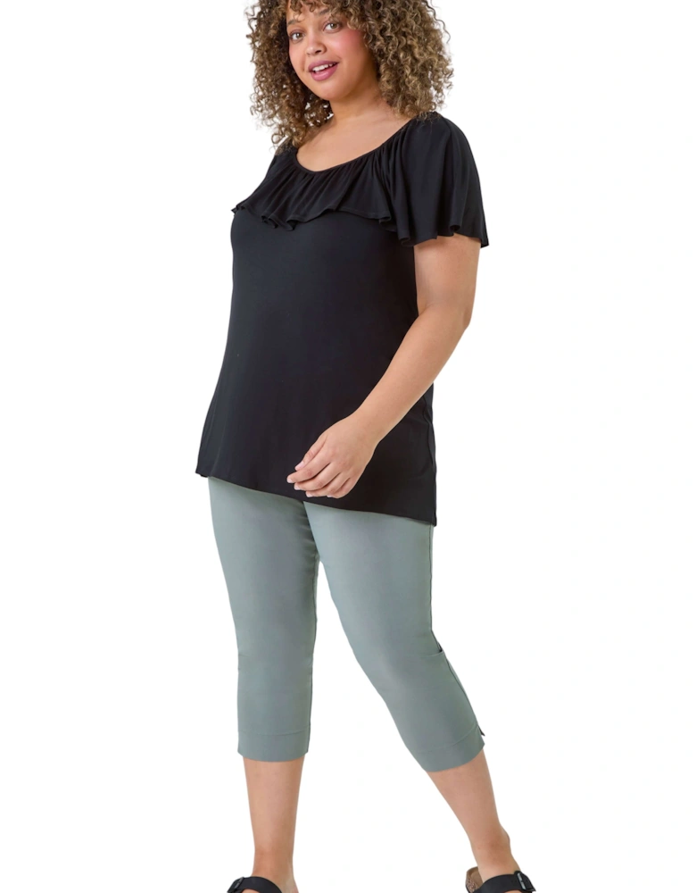 Curve Cropped Elastic Waist Stretch Trouser