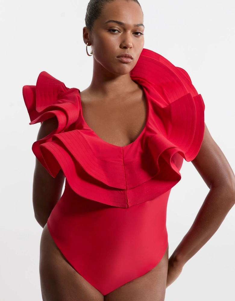 Plus Size Drama Frill Swimsuit