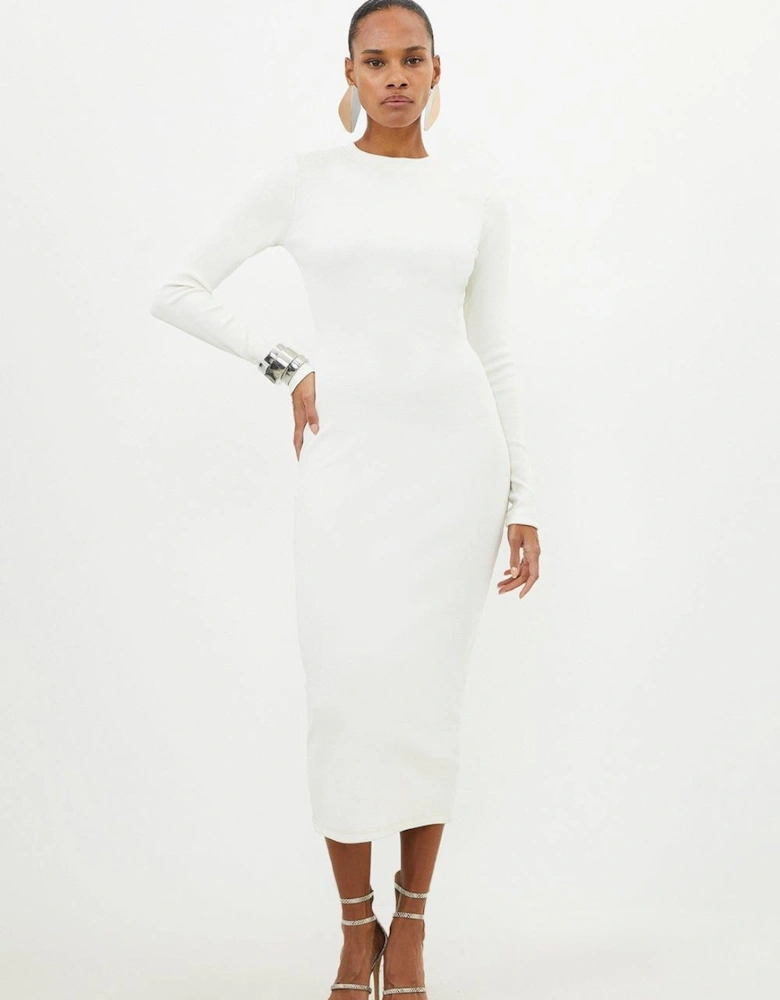 Petite Compact Jersey Ribbed Maxi Dress