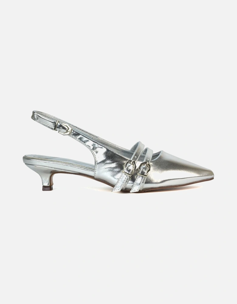 'Cassie' Slingback Low Kitten Heel Courts with Point Toe