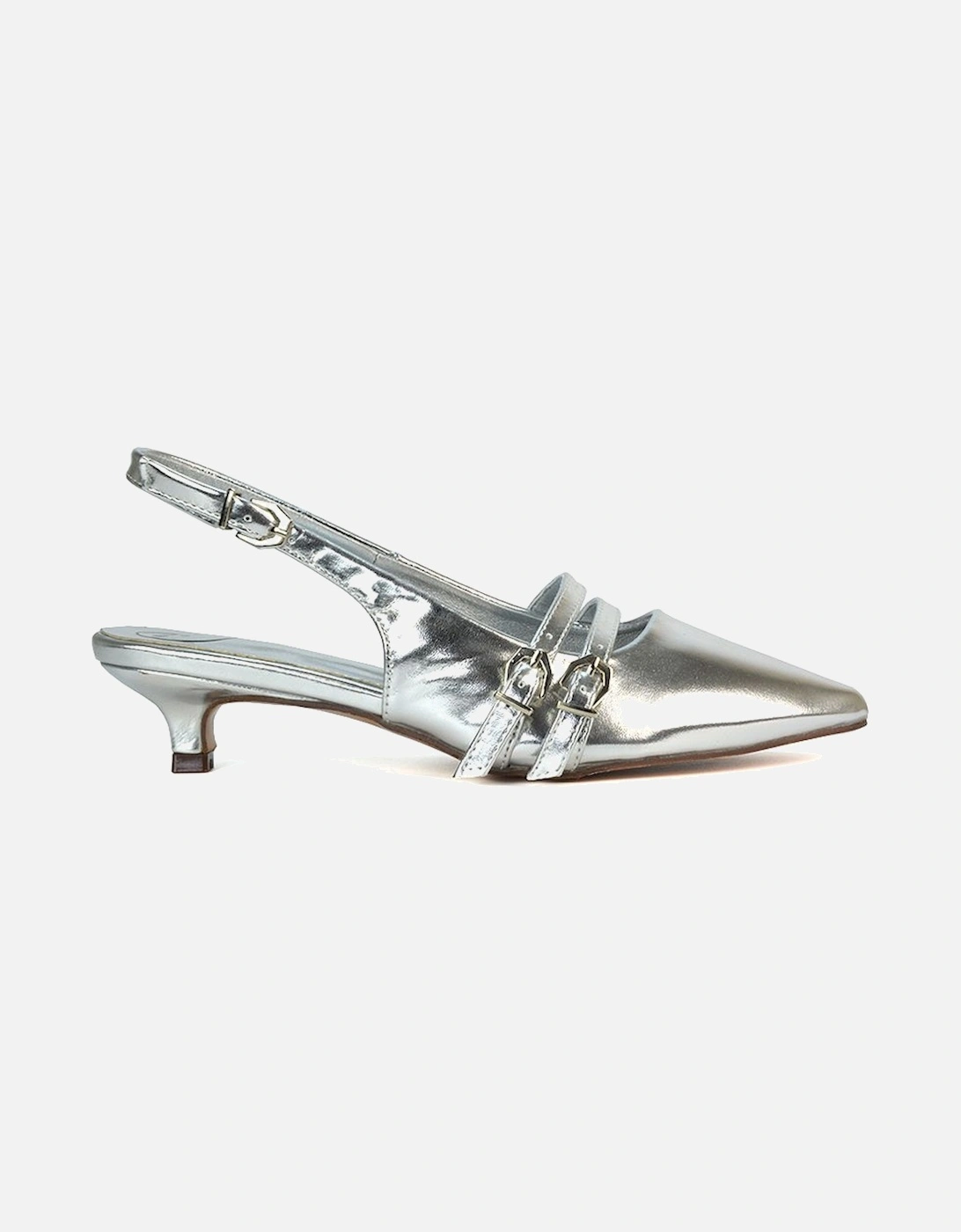 'Cassie' Slingback Low Kitten Heel Courts with Point Toe, 2 of 1