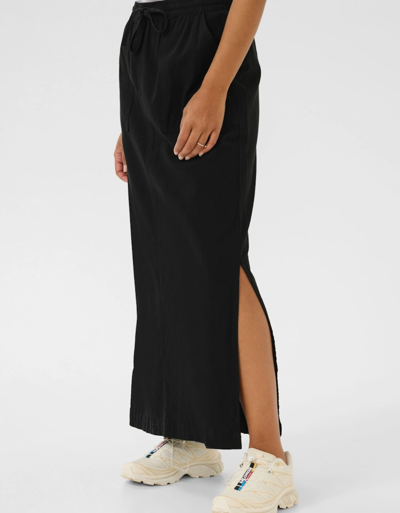 KAnaya Elastic Waist Pockets Maxi Skirt Plain