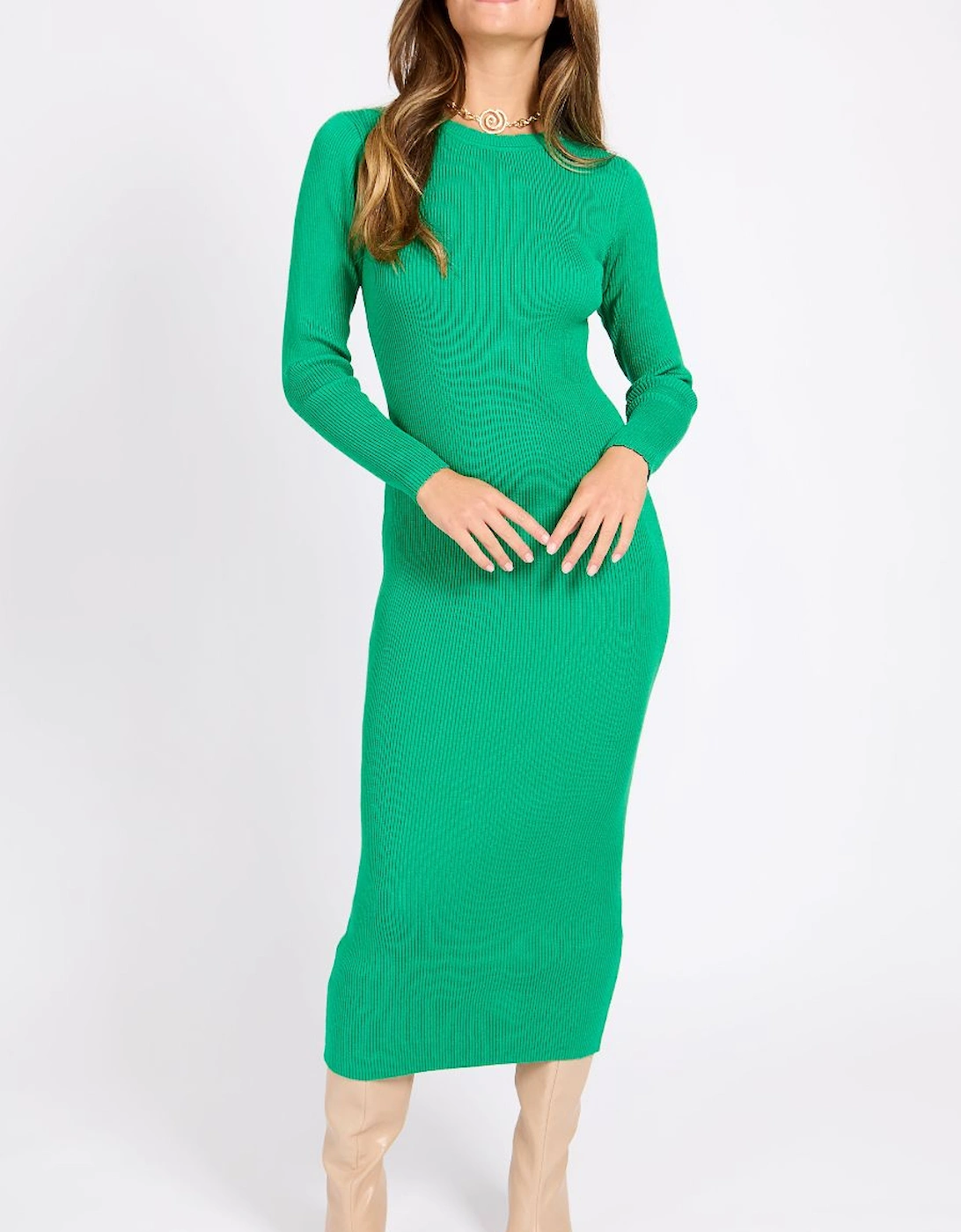 Green Ribbed Midaxi Dress, 2 of 1