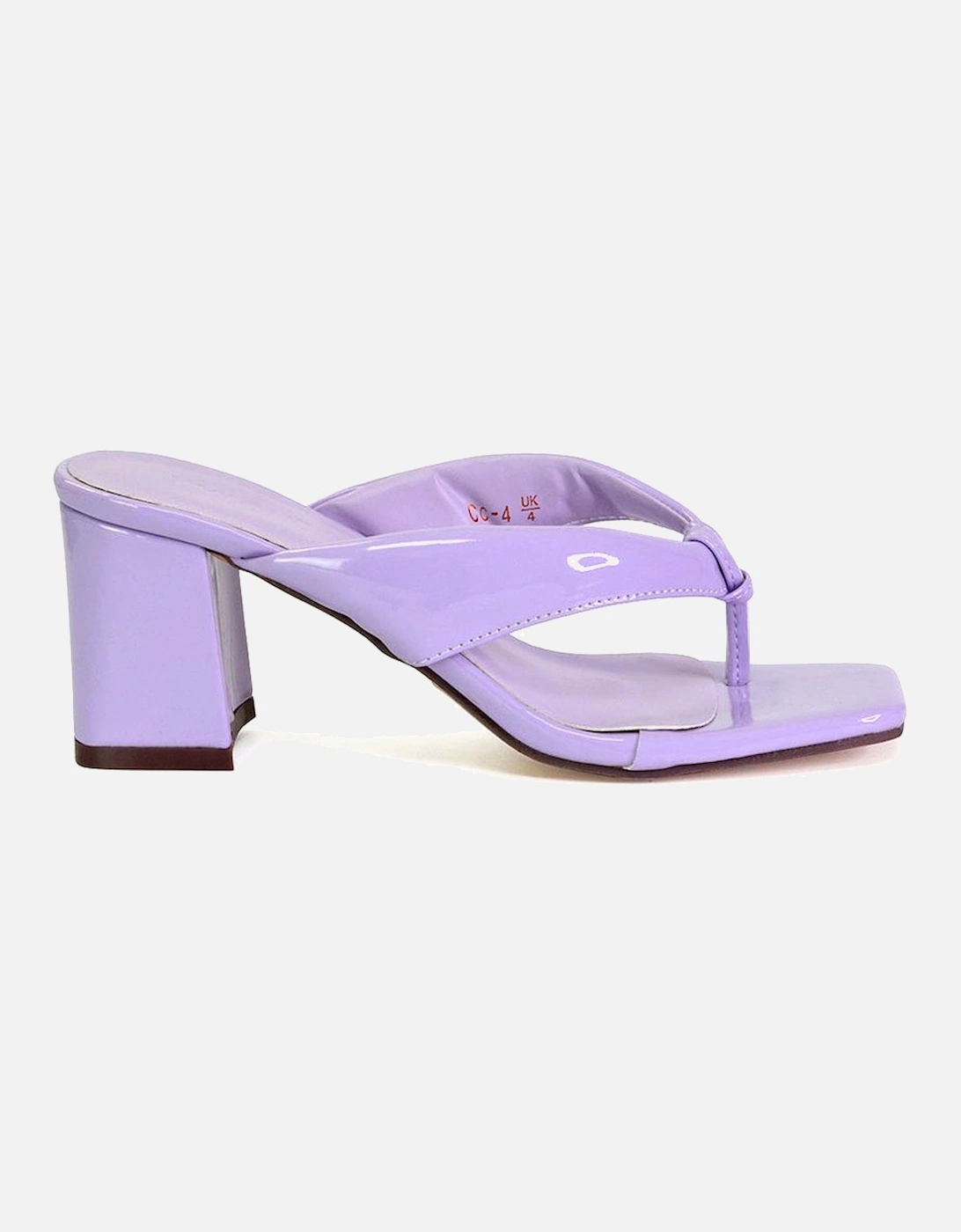 'Lylia' Square Toe Toe Post Block Heel Sandal Mules, 2 of 1