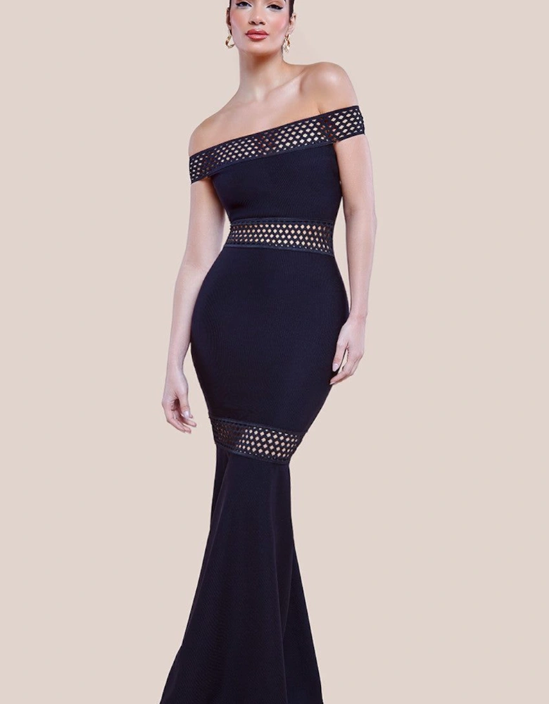 Off The Shoulder Ribbed Bodycon Maxi Dress