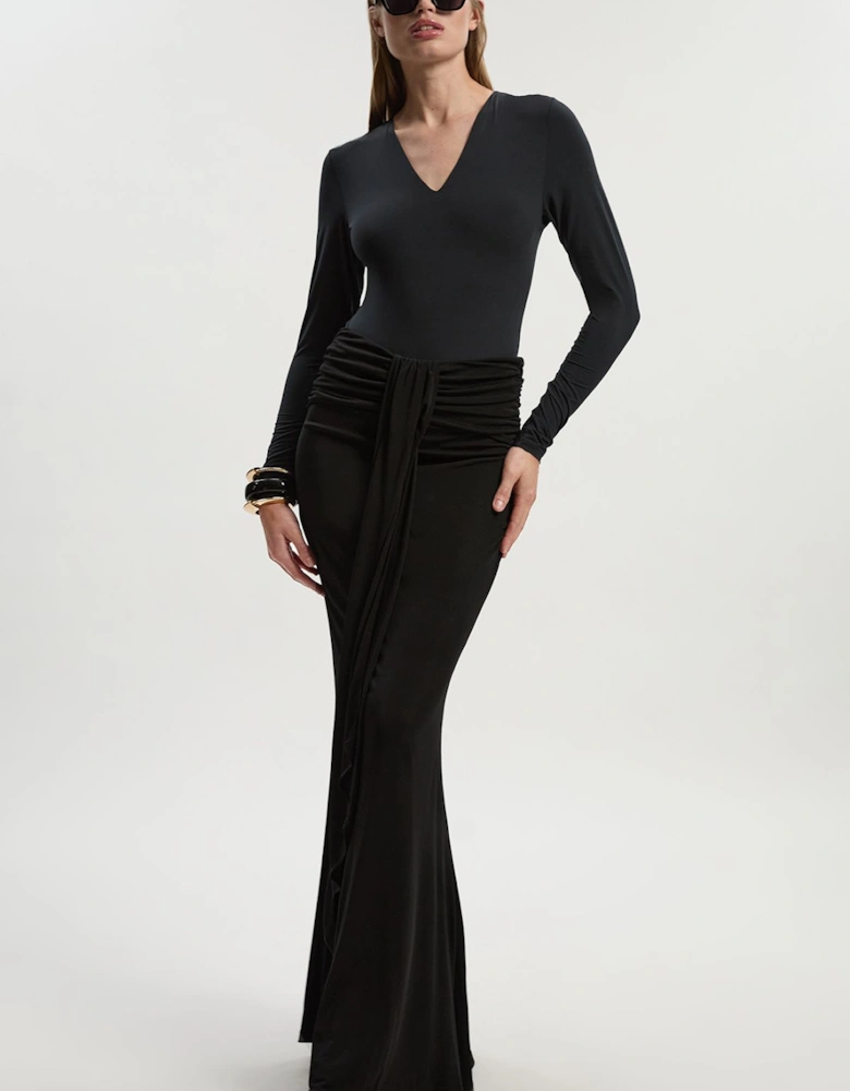 Premium Stretch Crepe Jersey Maxi Skirt
