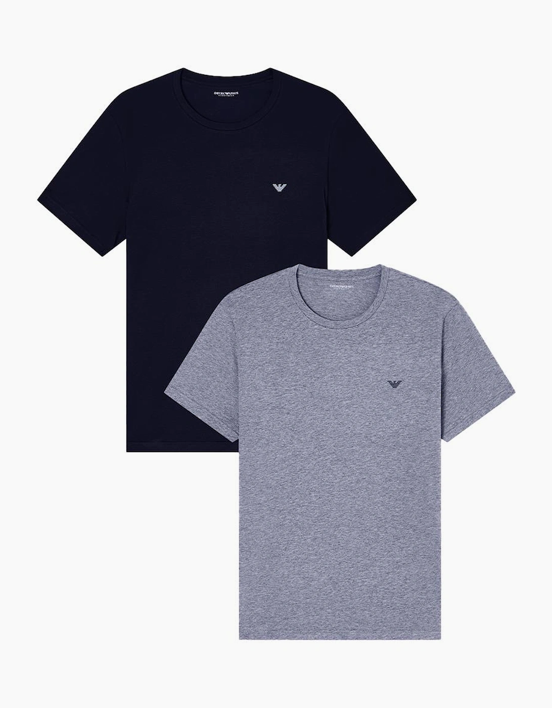 Men's Emporio Armani 2-Pack Endurance Crew-Neck T-Shirts, Armani Blue/Grey - Size: 44