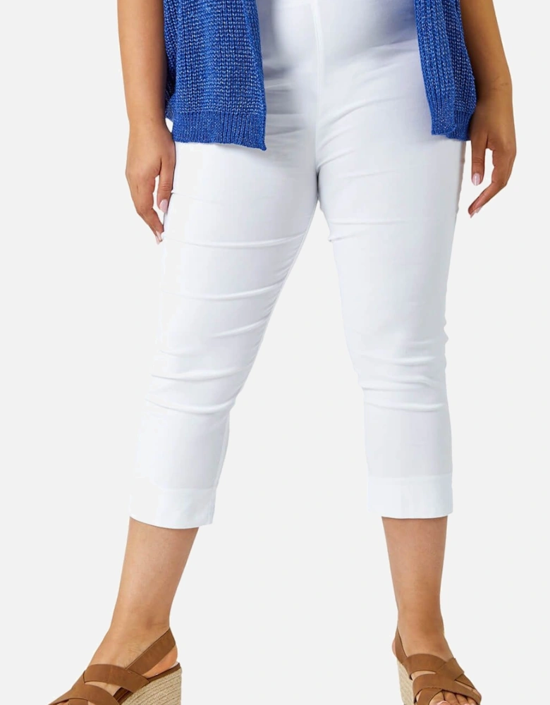Curve Cropped Elastic Waist Stretch Trouser