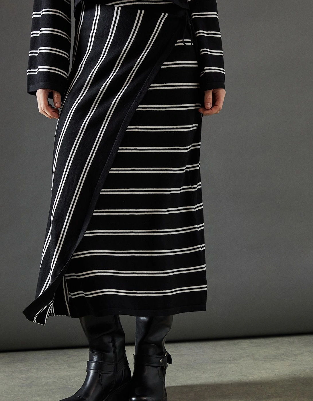 Stripe Knitted Wrap Skirt Co Ord, 2 of 1