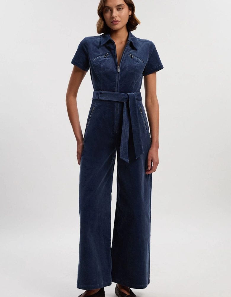 Stretch Cord Wide Leg Jumpsuit