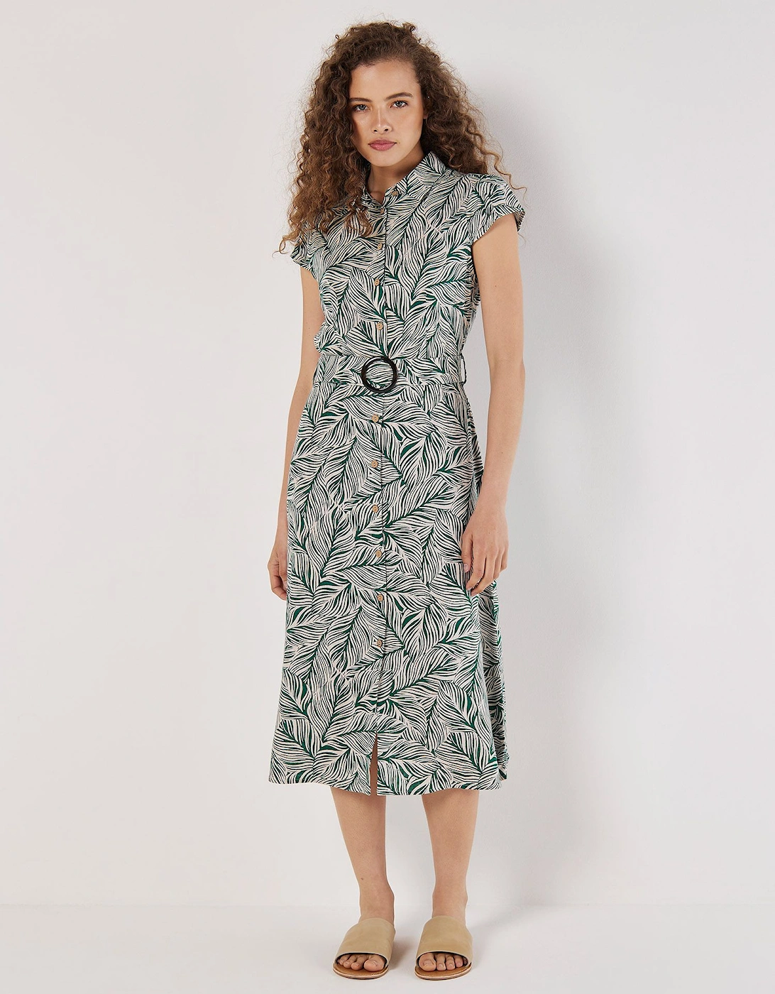 Leaf Print Shirt Midi Dress, 2 of 1