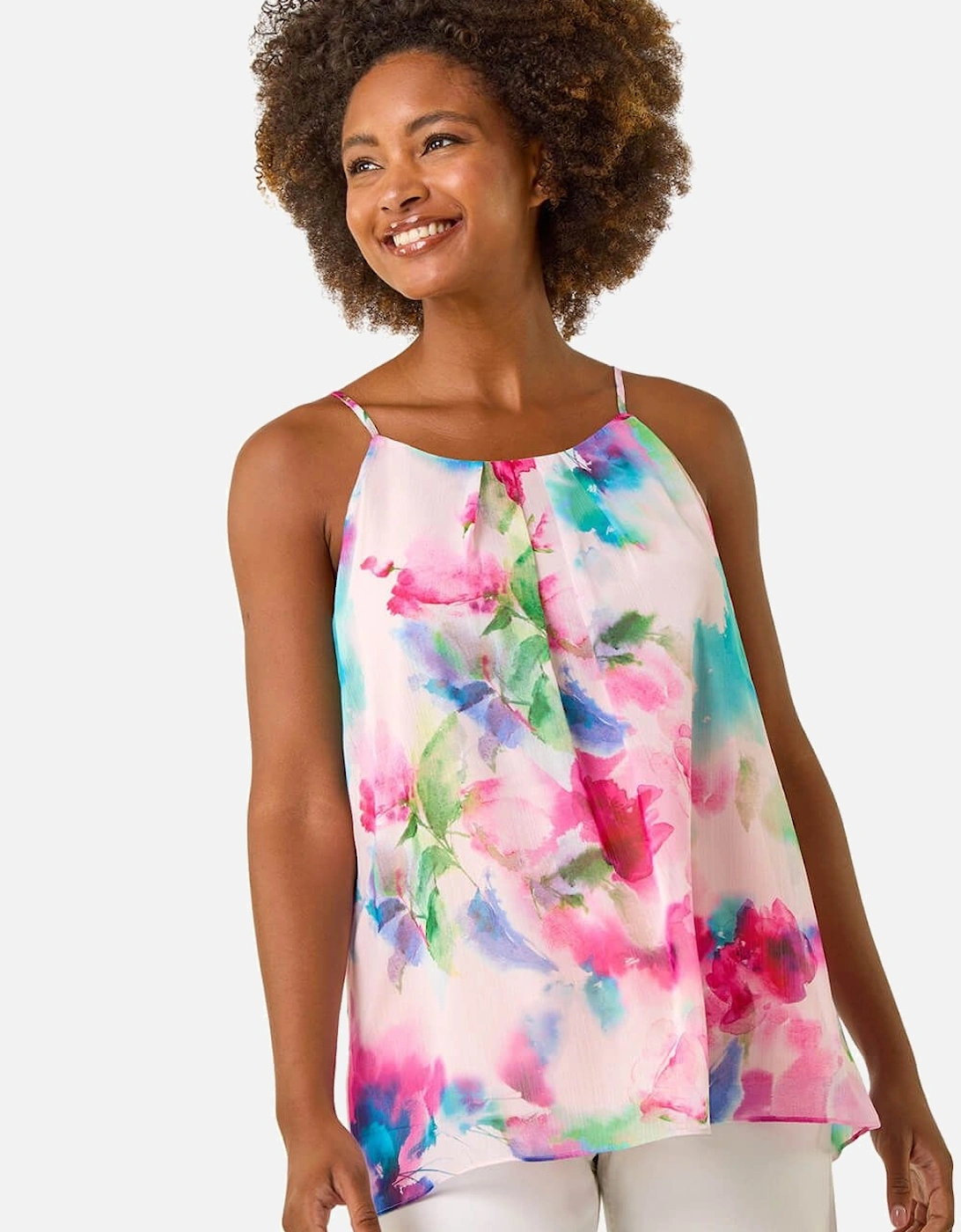 Floral Watercolour Chiffon Cami Top, 2 of 1