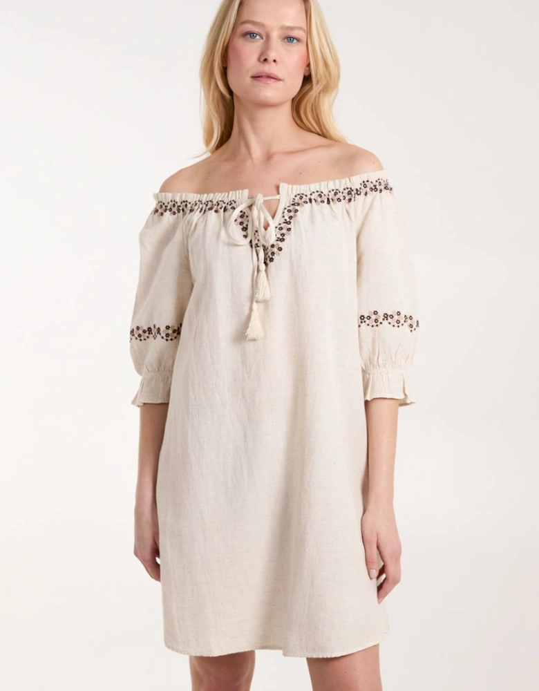 Sleeve Embroidered Tunic Dress