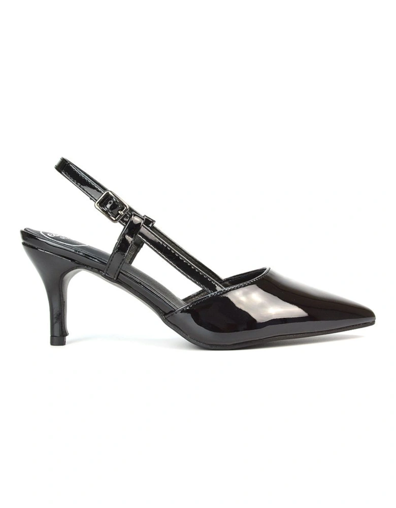'Karla' Mid Heel Stilettos Pointed Toe Slingback Court Shoes