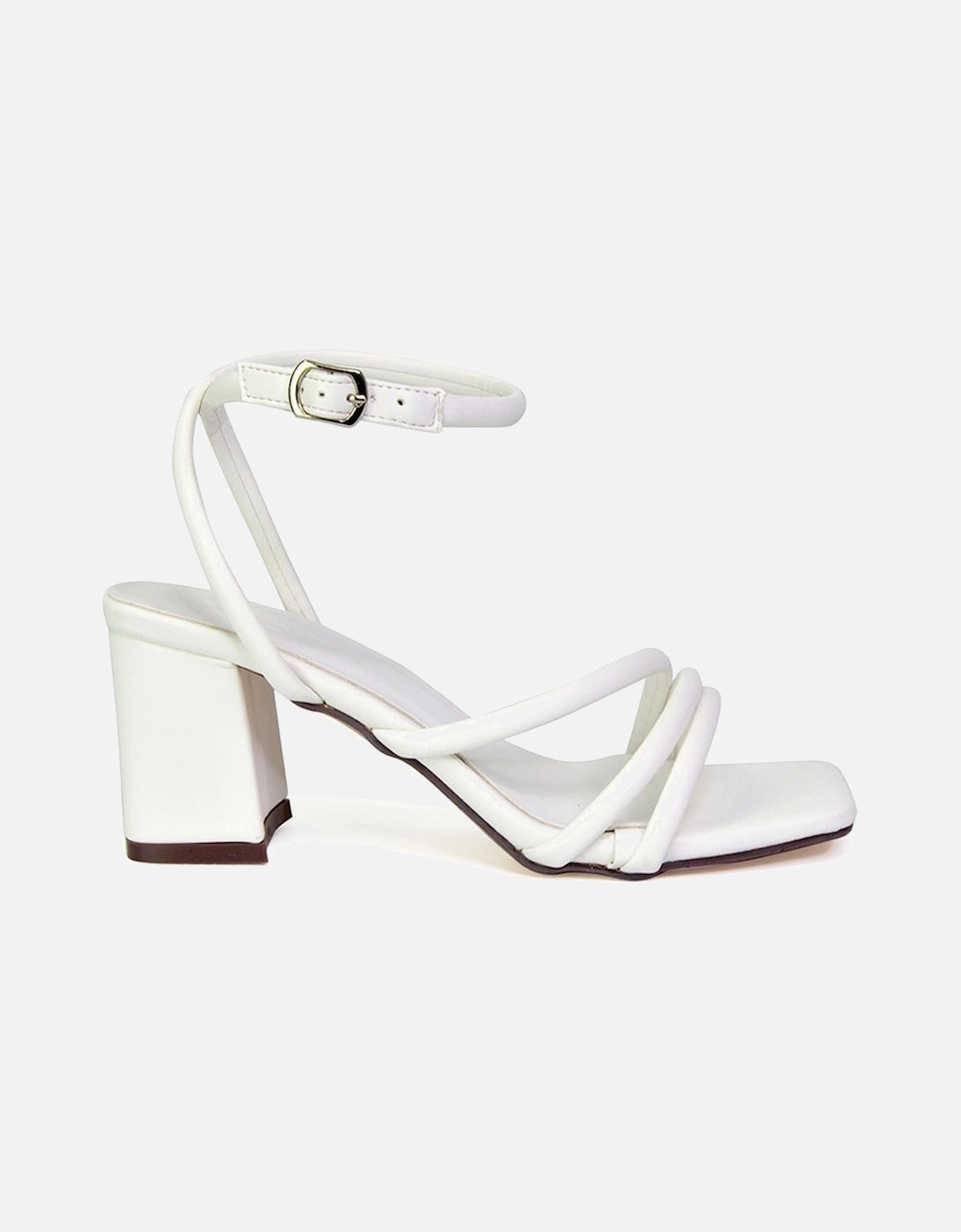 'Trixie' Square Toe Buckle Up Ankle Strappy Mid Block Heel Sandals, 2 of 1