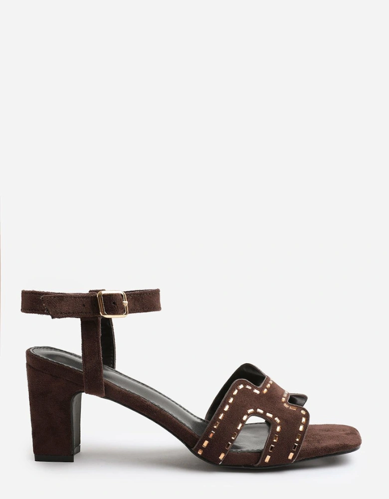 'Ivy' Low Block Heel With Cut Out Detailing And Diamantes