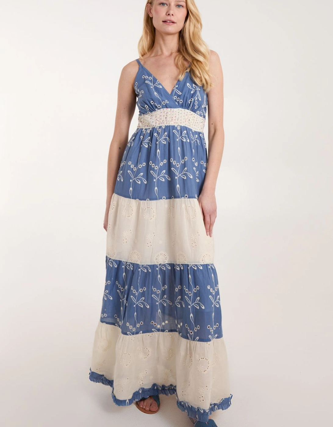 Embroidered Block Out Stripe Cami Dress, 2 of 1