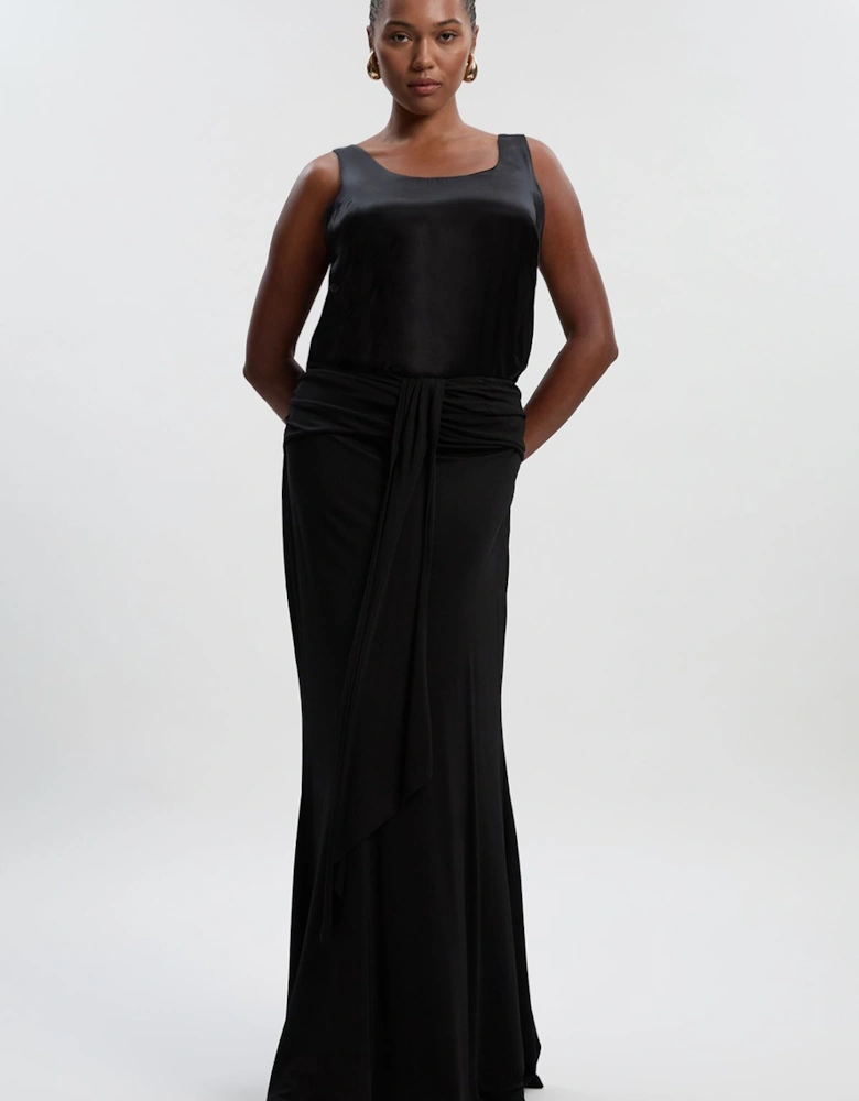 Plus Size Premium Stretch Crepe Jersey Maxi Skirt