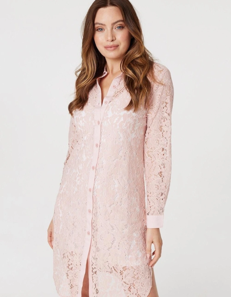 Lace Longline Shirt Dress