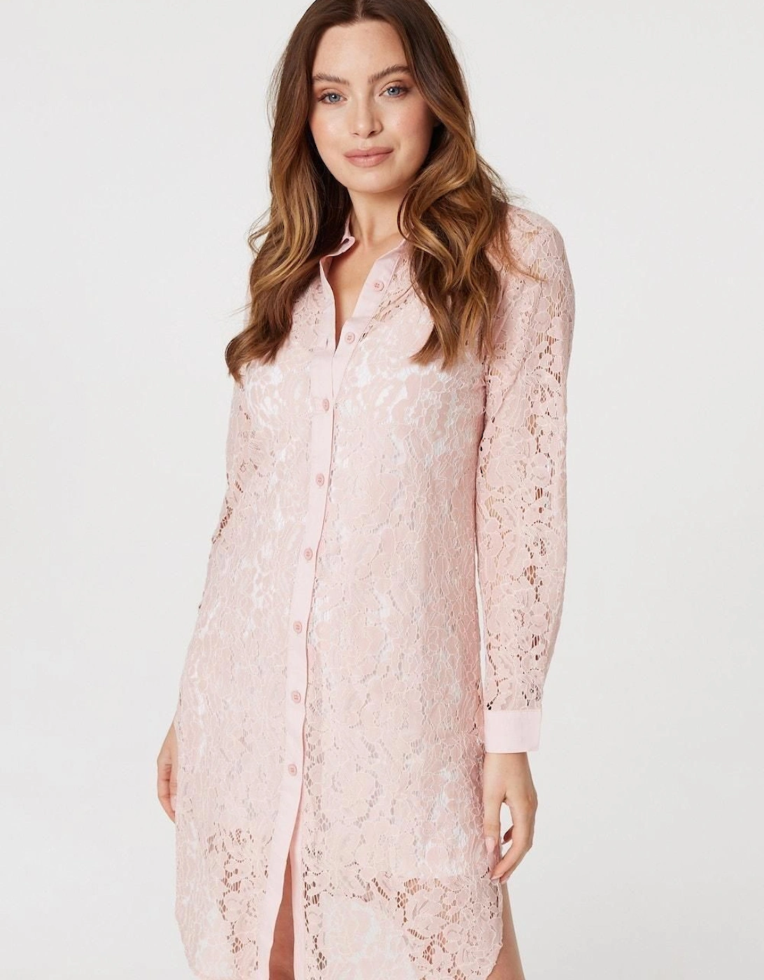 Lace Longline Shirt Dress, 2 of 1