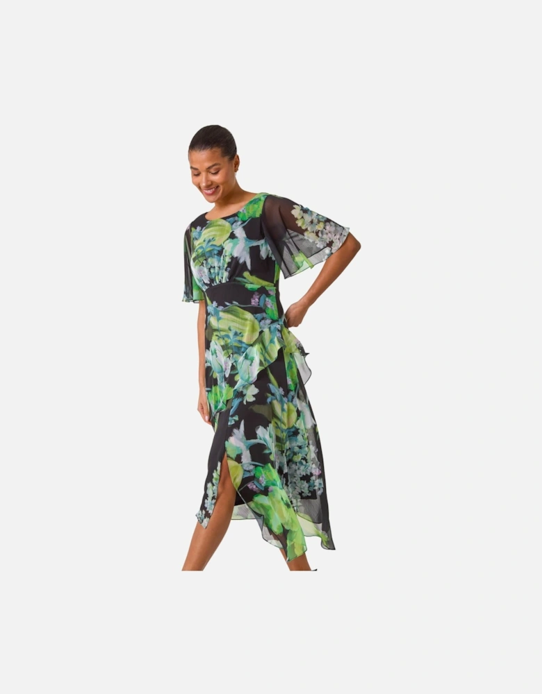 Botanical Floral Frill Dress