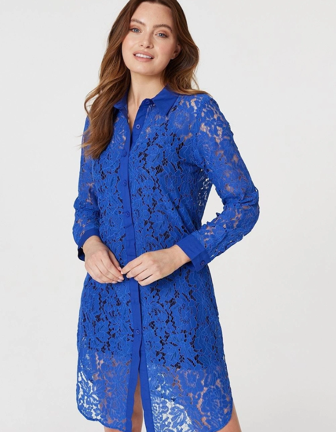 Lace Longline Shirt Dress, 2 of 1