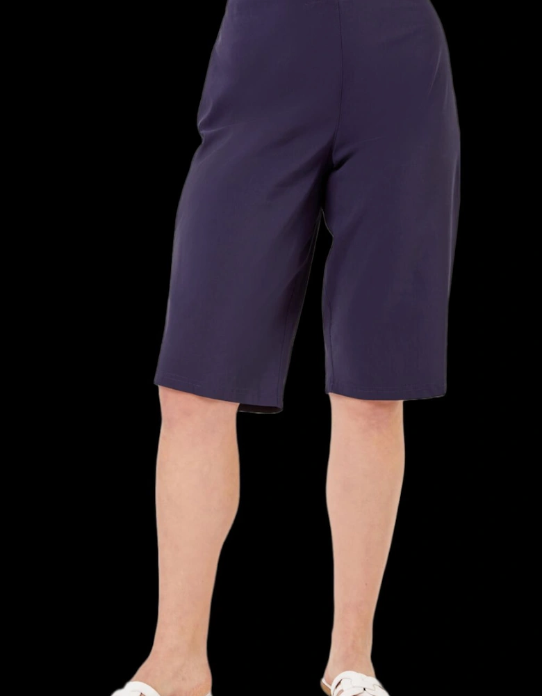 Curve Knee Length Elastic Waist Stretch Shorts
